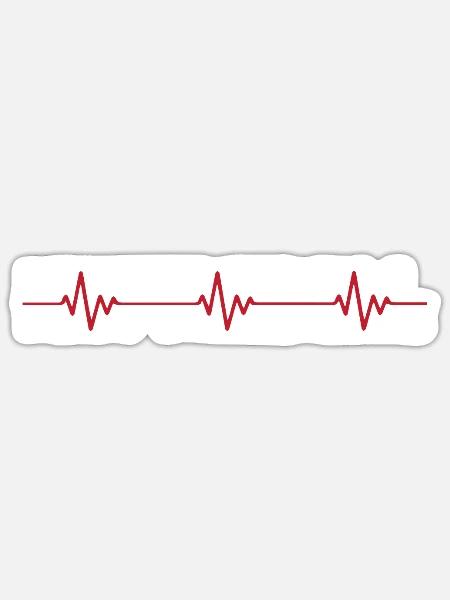 Kettlebell Ekg Heartbeat - Sticker Größe S (10 x 10 cm) - Mattweiß