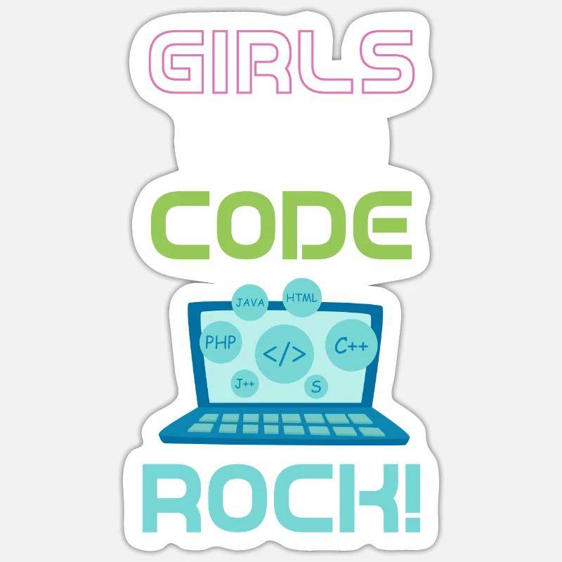 Mädels, Die Programmieren, Rocken! Programmierer, - Sticker Größe S (10 x 10 cm) - Mattweiß