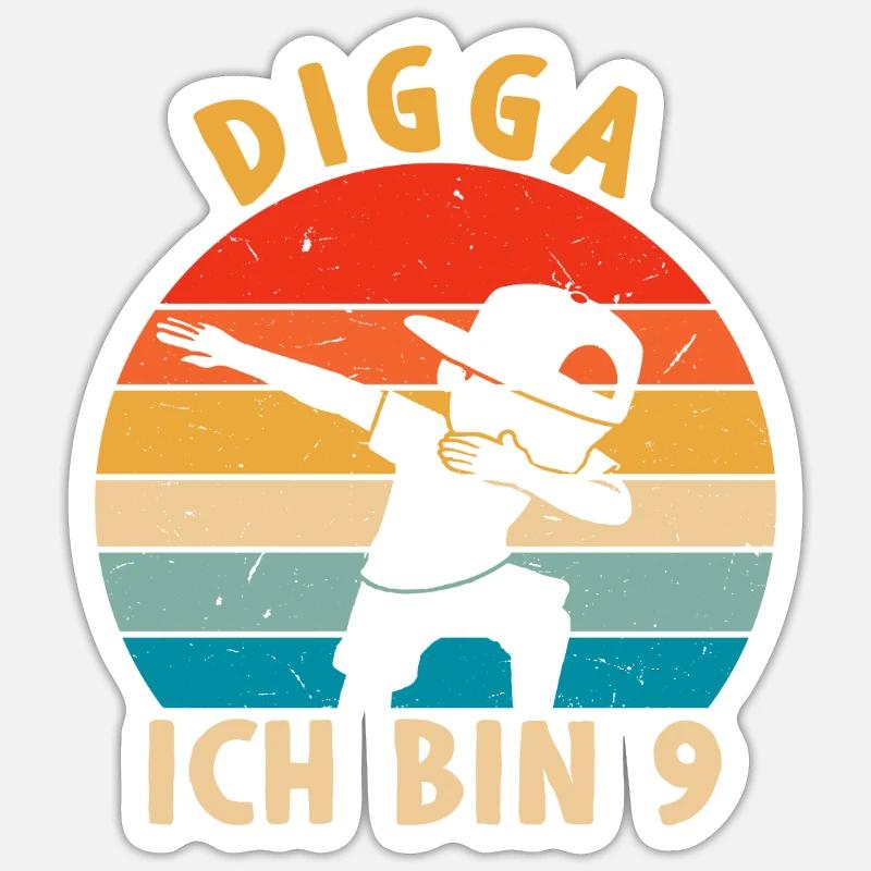 Digga J’ai 9 ans - Sticker taille S (10 x 10 cm) - blanc mat