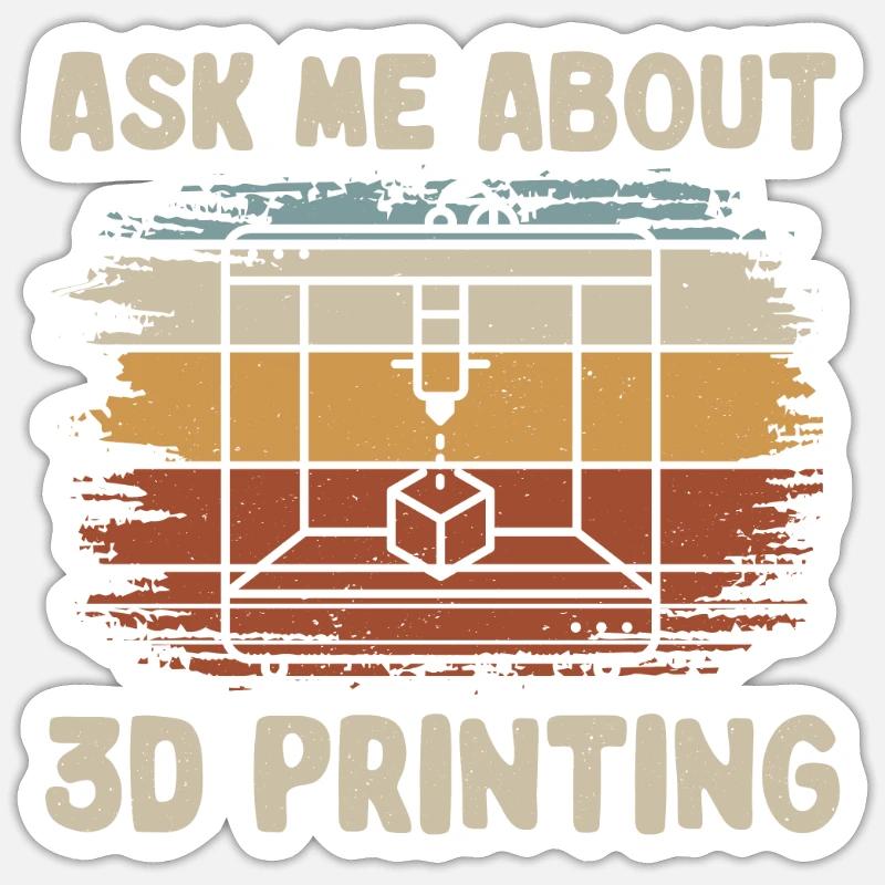 3D Drucker 3D Druck - Sticker Größe S (10 x 10 cm) - Mattweiß