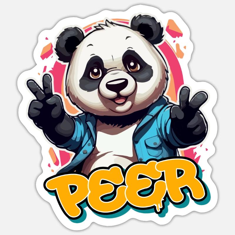 PEER - Beau nom de garçon avec un panda cool Sticker taille S (10 x 10 cm)