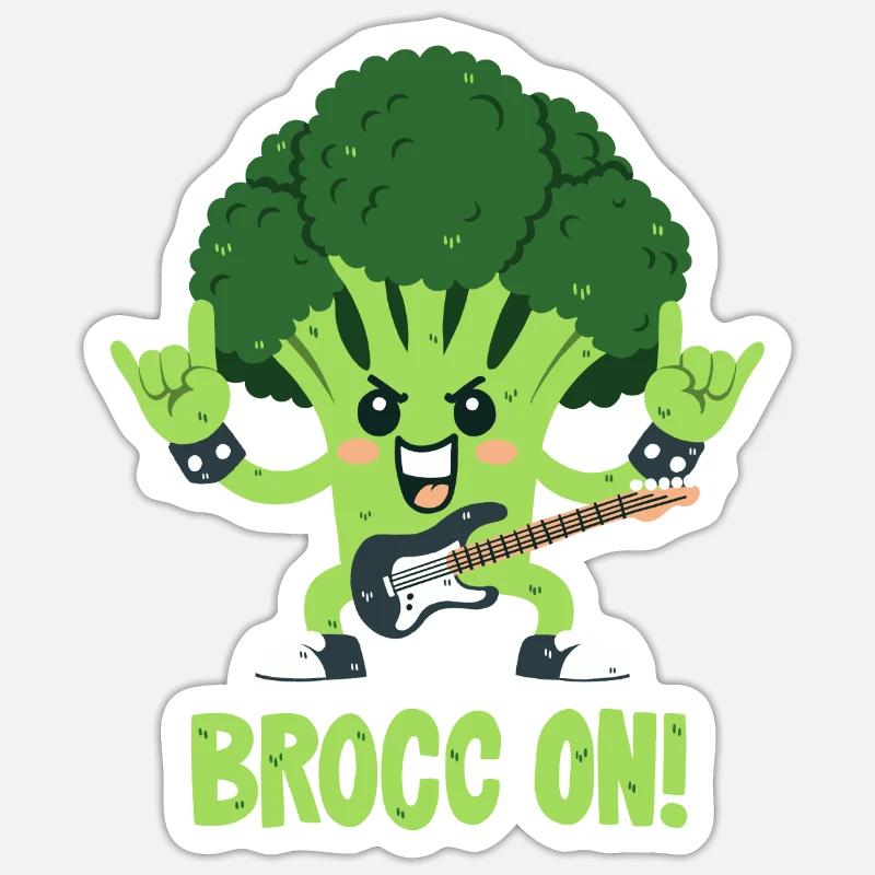 Broccoli Pun - Rock On! - Sticker size S (10 x 10 cm) - white matte