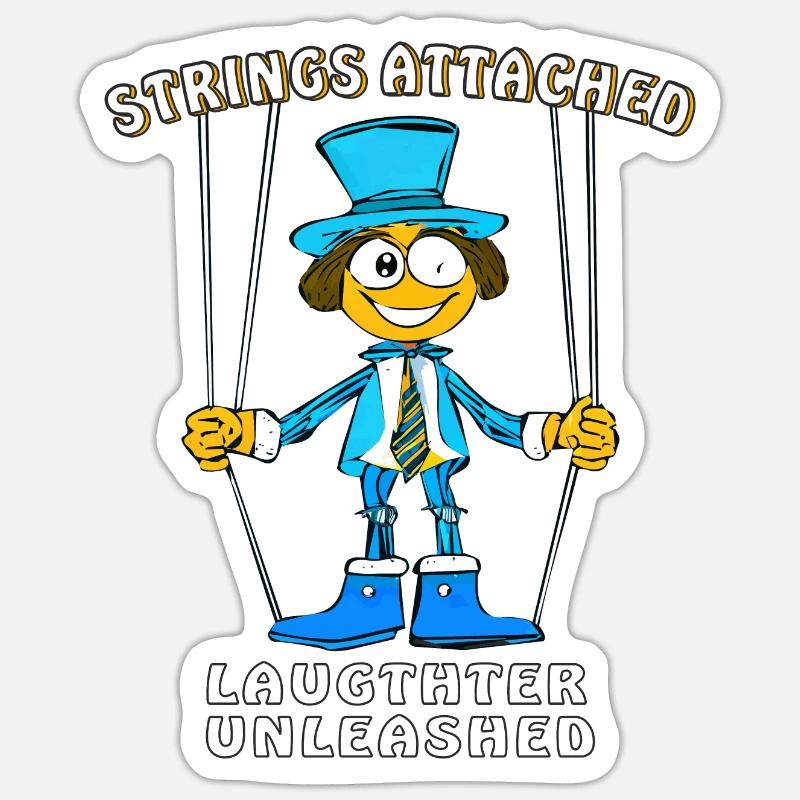 PUPPET STRINGS ATTACHED LAUGHTER Sticker size S (10 x 10 cm)