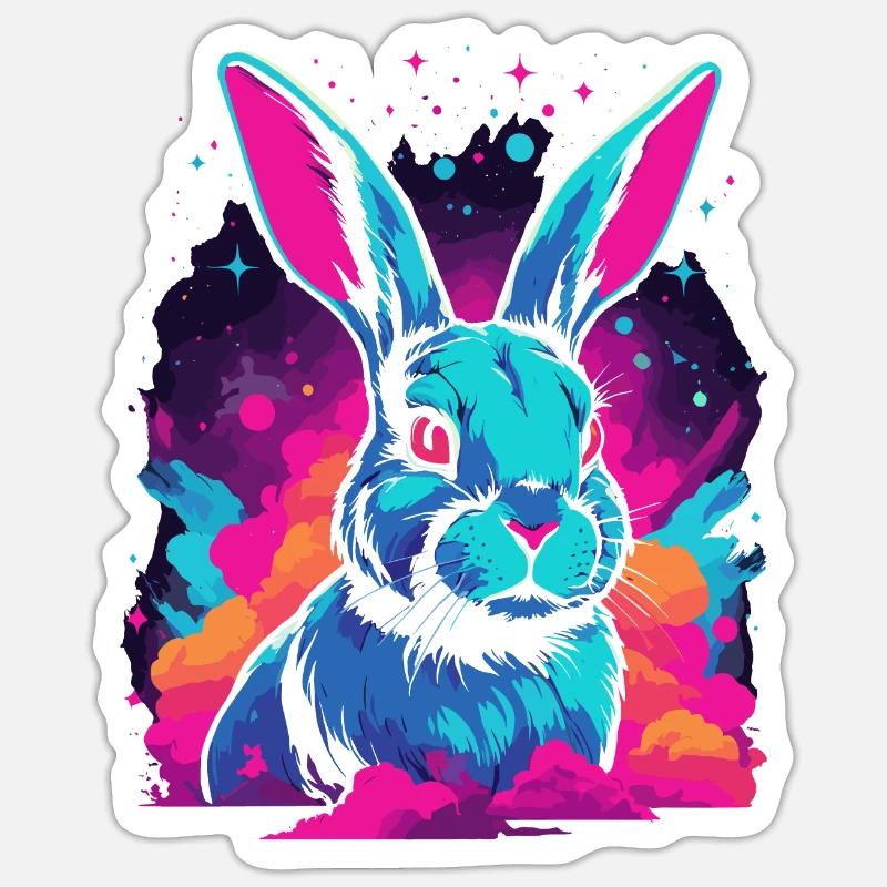 Nébuleuse de l’espace Galaxy Rabbit Lovers Vaporwave Sticker taille S (10 x 10 cm)