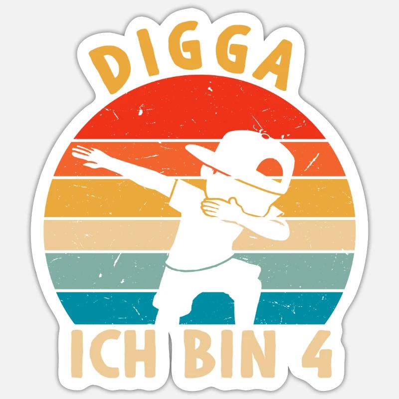 Digga Ich bin 4 - Sticker Größe S (10 x 10 cm) - Mattweiß