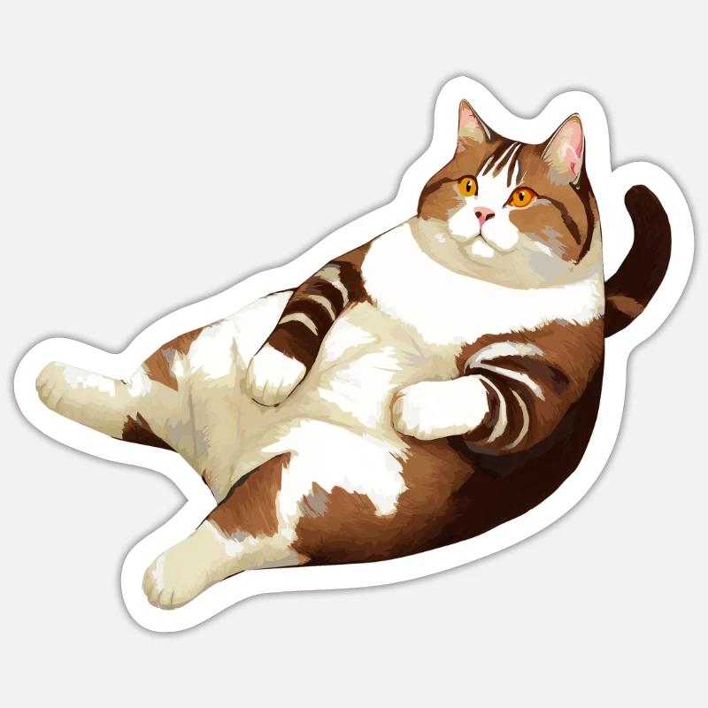GRAISSE DE CHAT COUCHÉE - Sticker taille S (10 x 10 cm) - blanc mat