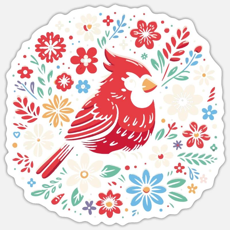 Kardinal Rotkardinal Vogel Roter Kardinal Sticker Größe S (10 x 10 cm)