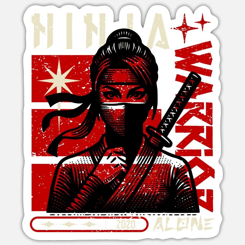 Ninja Warrior - Sticker Größe S (10 x 10 cm) - Mattweiß