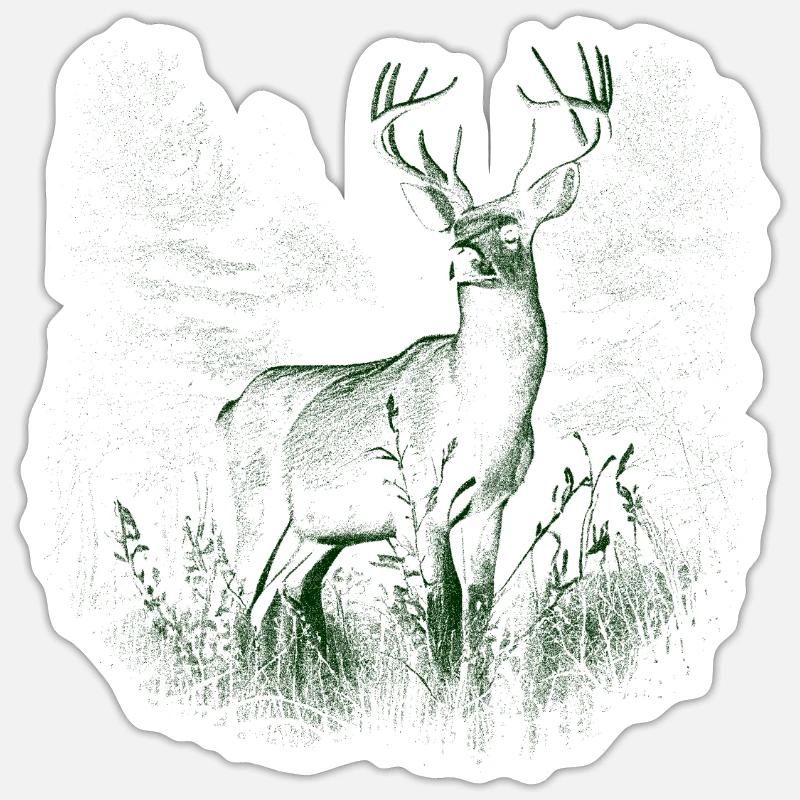 Hirsch Geweih Rotwild Sticker Größe S (10 x 10 cm)