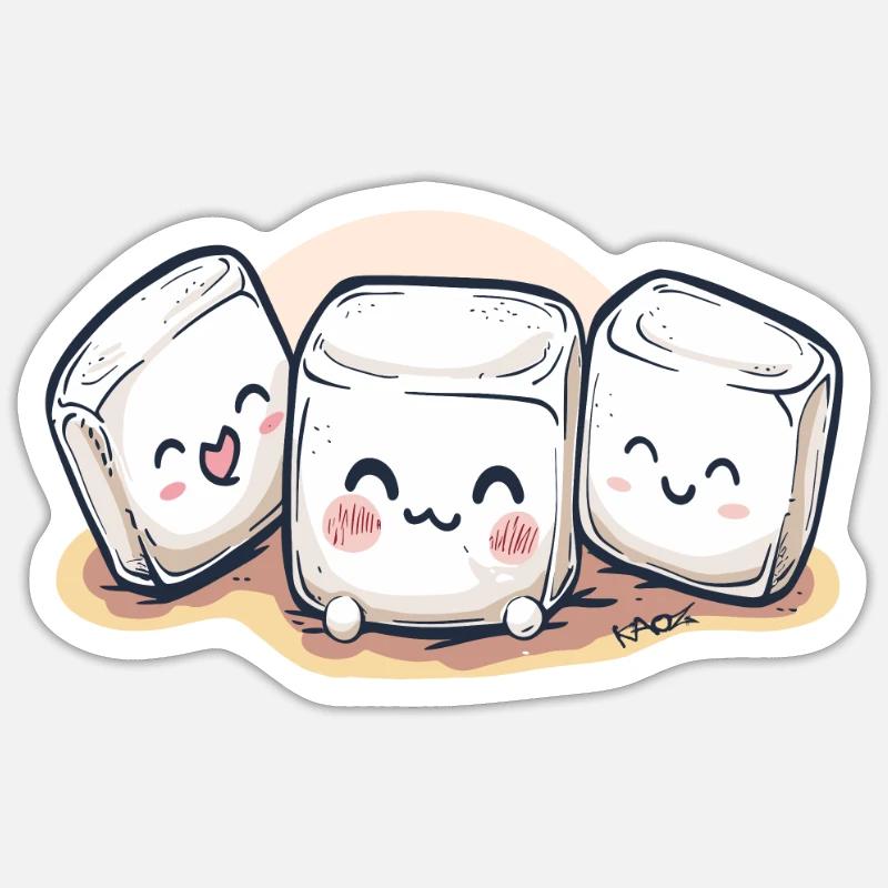 Cute, Cute Chibi Marshmallows Sticker size S (10 x 10 cm)