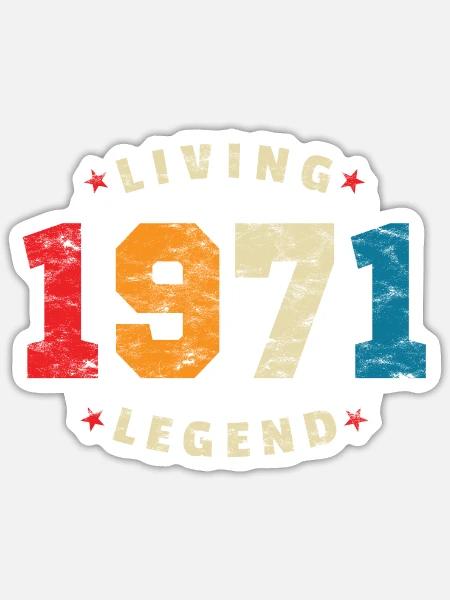 1971 Geburtstag Retro Living Legend - Sticker Größe S (10 x 10 cm) - Mattweiß
