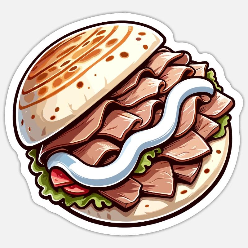 Döner in Comicstyle Sticker Größe S (10 x 10 cm)