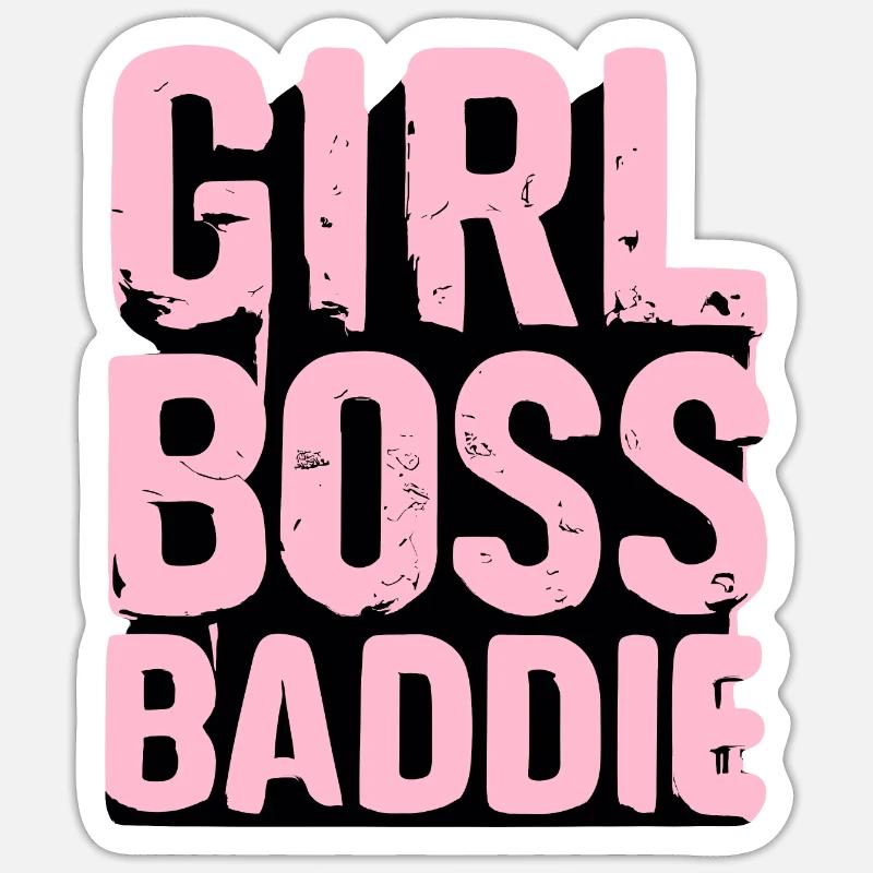 FILLE BADDIE - Sticker taille S (10 x 10 cm) - blanc mat