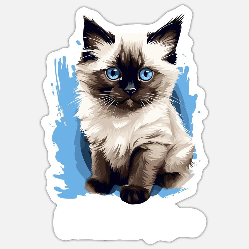 Birman Cat Birma Katze - Sticker size S (10 x 10 cm) - white matte
