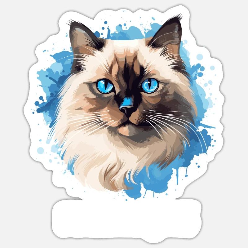 Birman Cat Birma Katze - Sticker Größe S (10 x 10 cm) - Mattweiß