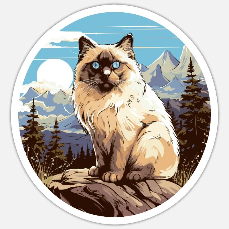 Birman Cat Birma Katze - Sticker size S (10 x 10 cm) - white matte