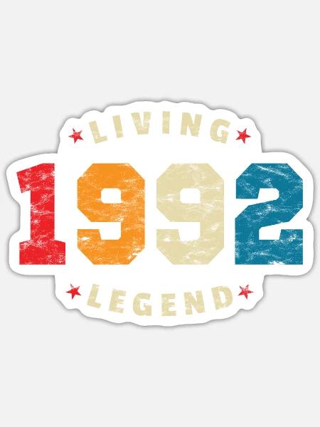 1992 Geburtstag Retro Living Legend - Sticker Größe S (10 x 10 cm) - Mattweiß