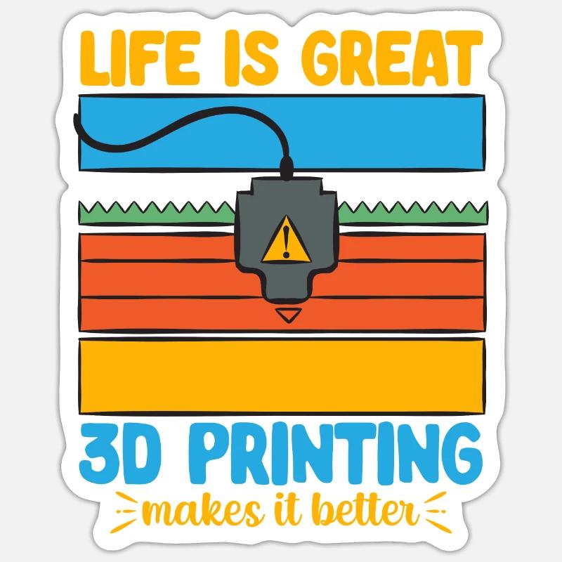 3D Drucker 3D Druck - Sticker Größe S (10 x 10 cm) - Mattweiß