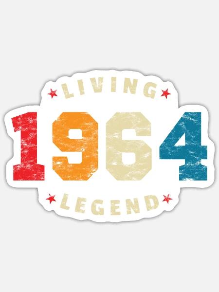 1964 Geburtstag Retro Living Legend - Sticker Größe S (10 x 10 cm) - Mattweiß