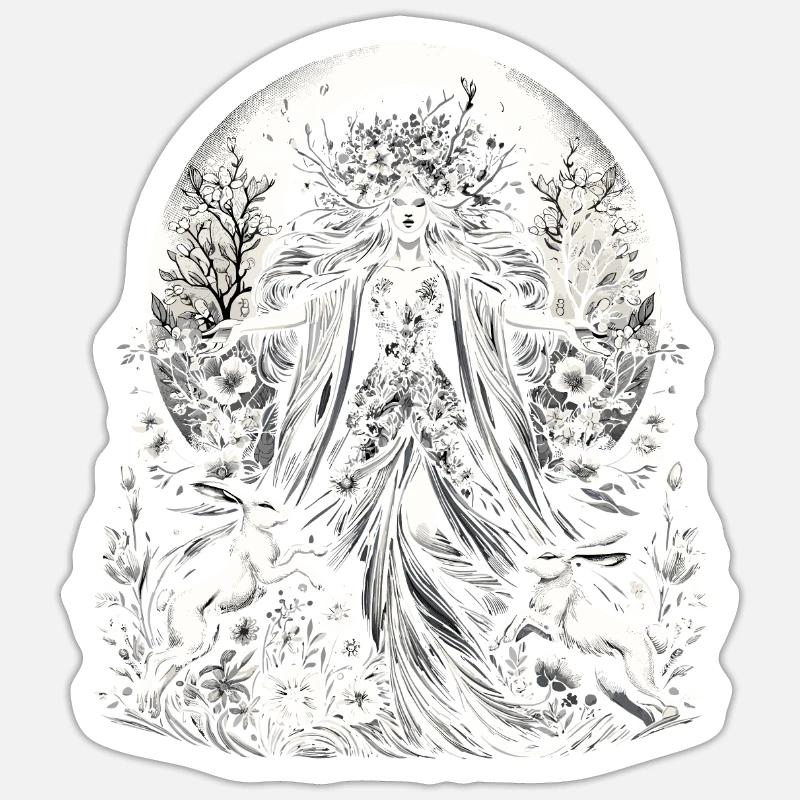 Ostara Eostre équinoxe sorcière déesse païenne rituels Sticker taille S (10 x 10 cm)