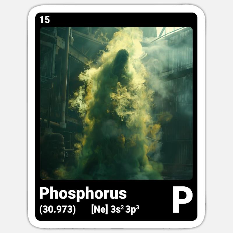 Élément du tableau périodique phosphore (P) 015 - Sticker taille S (10 x 10 cm) - blanc mat