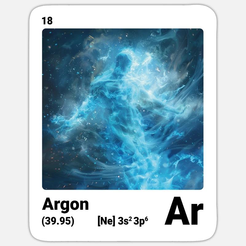 Argon Ar Élément chimique Tableau périodique 018 - Sticker taille S (10 x 10 cm) - blanc mat