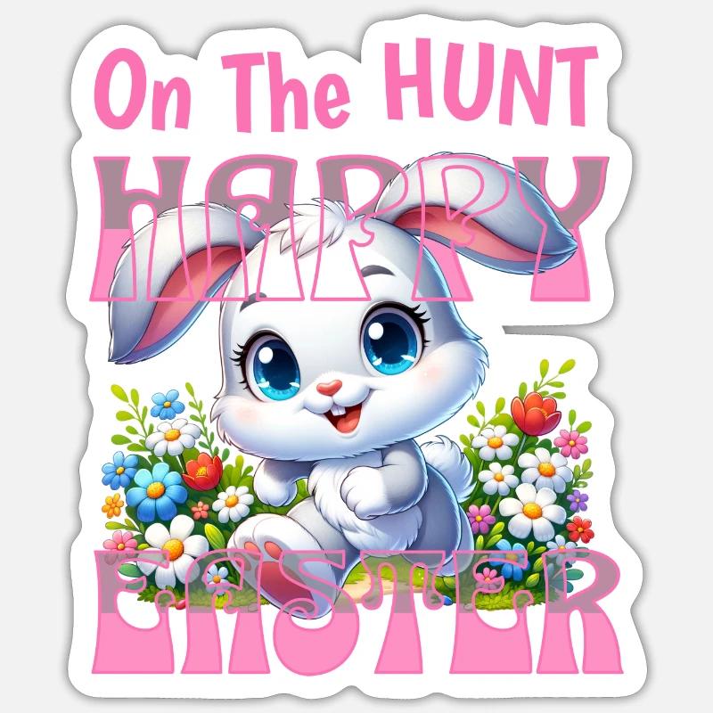 EASTER BUNNY "Happy Easter" Sticker size S (10 x 10 cm)