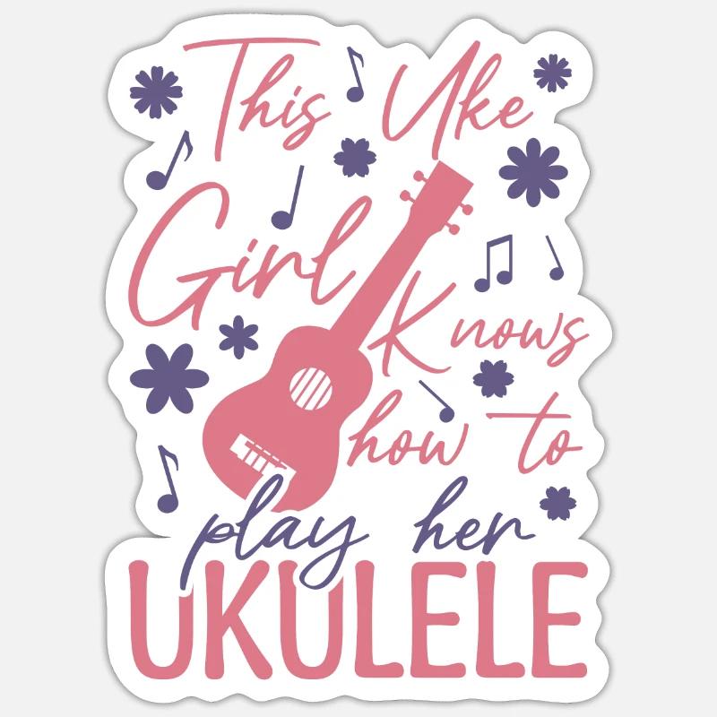 Fille Uke - Sticker taille S (10 x 10 cm) - blanc mat