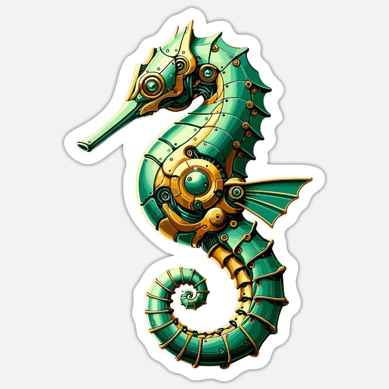 Seepferdchen Roboter, Roboter-Seepferdchen Sticker Größe S (10 x 10 cm)