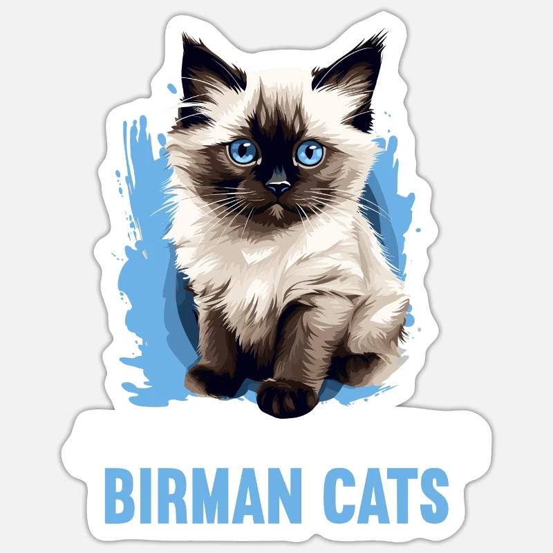 Birman Cat Birma Katze - Sticker Größe S (10 x 10 cm) - Mattweiß