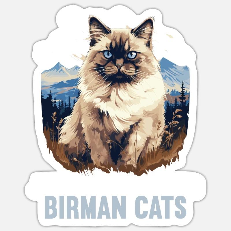 Birman Cat Birma Katze - Sticker Größe S (10 x 10 cm) - Mattweiß