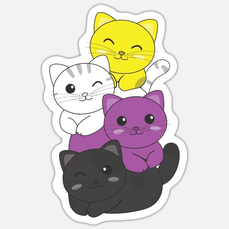 Nonbinary Flag Non Binary Pride LGBTQ Cute Cat Sticker size S (10 x 10 cm)