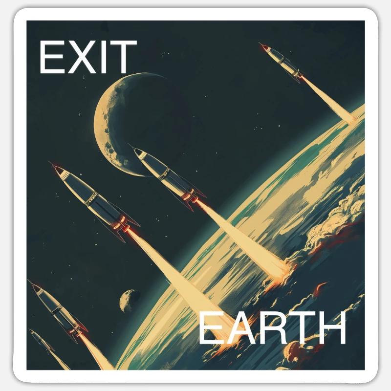 Exit Earth - Sticker Größe S (10 x 10 cm) - Mattweiß