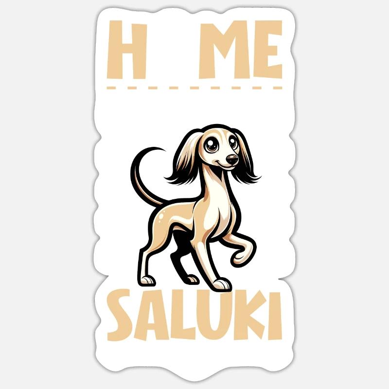 Zuhause - Saluki - Sticker Größe S (10 x 10 cm) - Mattweiß