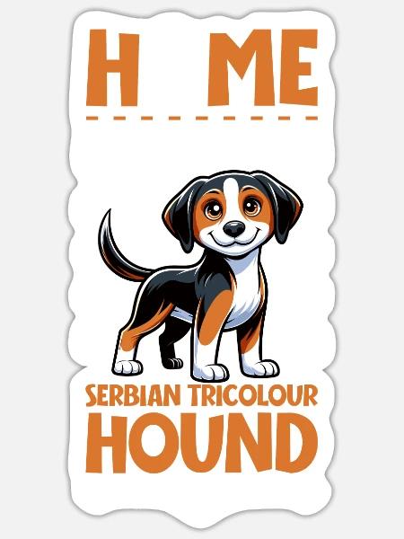 Zuhause - Dreifarbiger Serbischer Laufhund - Sticker Größe S (10 x 10 cm) - Mattweiß
