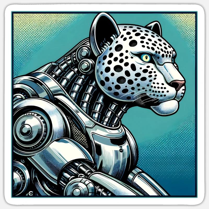 Robot léopard Sticker taille S (10 x 10 cm)