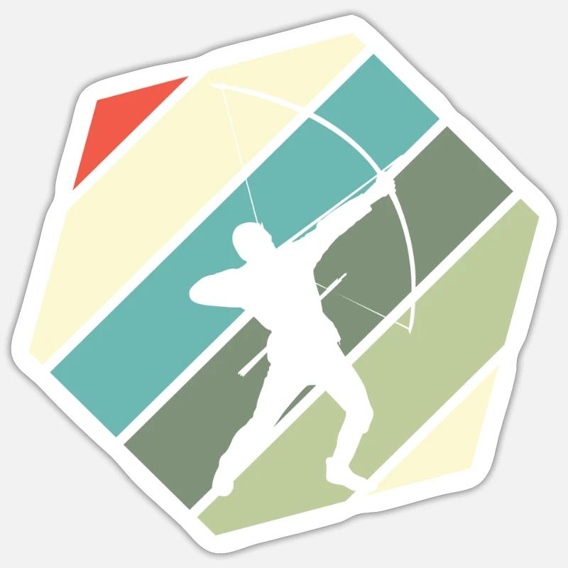 Archer rétro Tir à l’arc - Sticker taille S (10 x 10 cm) - blanc mat