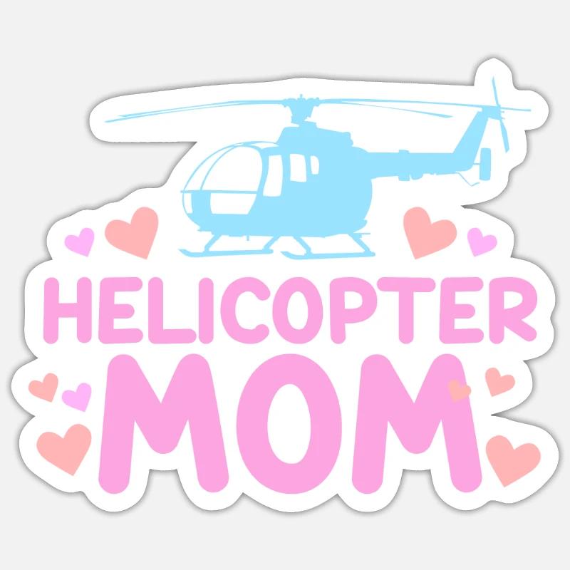 Helikopter Eltern Lustige Helikoptermutter - Sticker Größe S (10 x 10 cm) - Mattweiß
