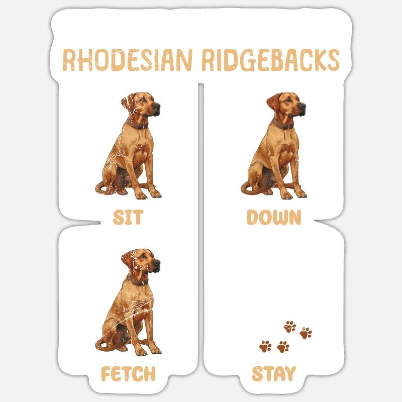 RHODESIAN RIDGEBACK TRAININGSLEITFADEN Lustiges - Sticker Größe S (10 x 10 cm) - Mattweiß