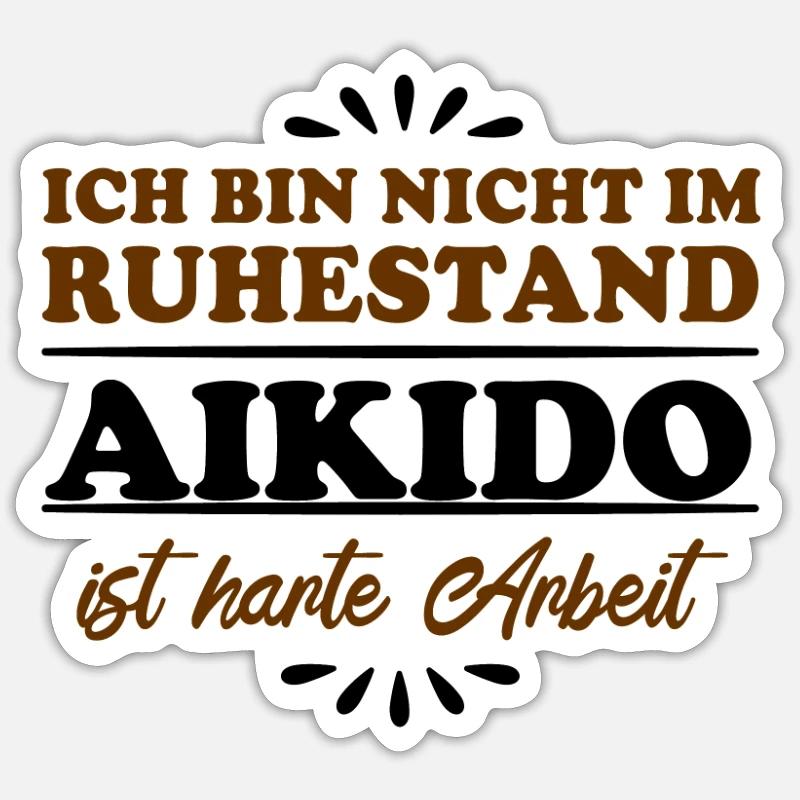 Retraité Aïkido - Sticker taille S (10 x 10 cm) - blanc mat