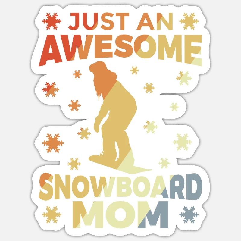 Maman de snowboard - Sticker taille S (10 x 10 cm) - blanc mat