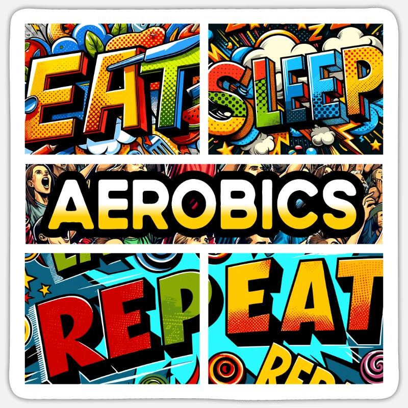 Manger dormir Aérobic répéter - Sticker taille S (10 x 10 cm) - blanc mat