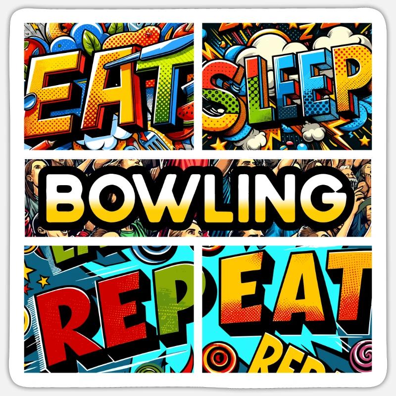 Manger dormir Répéter le bowling Sticker taille S (10 x 10 cm)