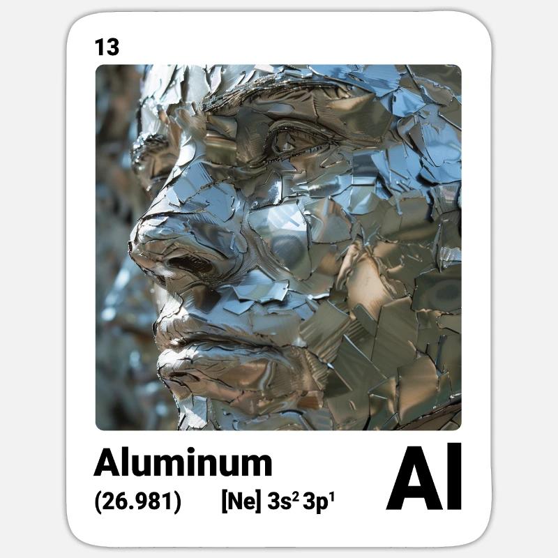 Periodensystem-Element Aluminium (Al) 013 - Sticker Größe S (10 x 10 cm) - Mattweiß