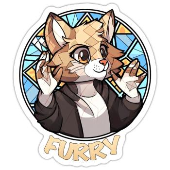 Funny Furry Meme Cat Fursona Geometric Low Poly - Sticker Größe S (10 x 10 cm) - Mattweiß - Vorne