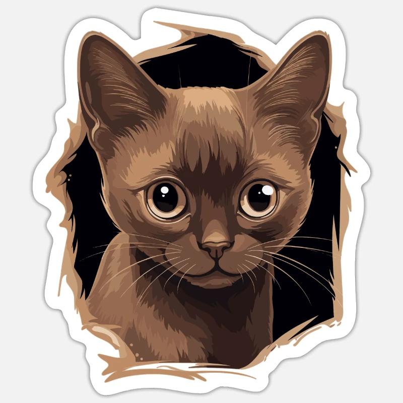 Chat birman Birmanie Katze - Sticker taille S (10 x 10 cm) - blanc mat
