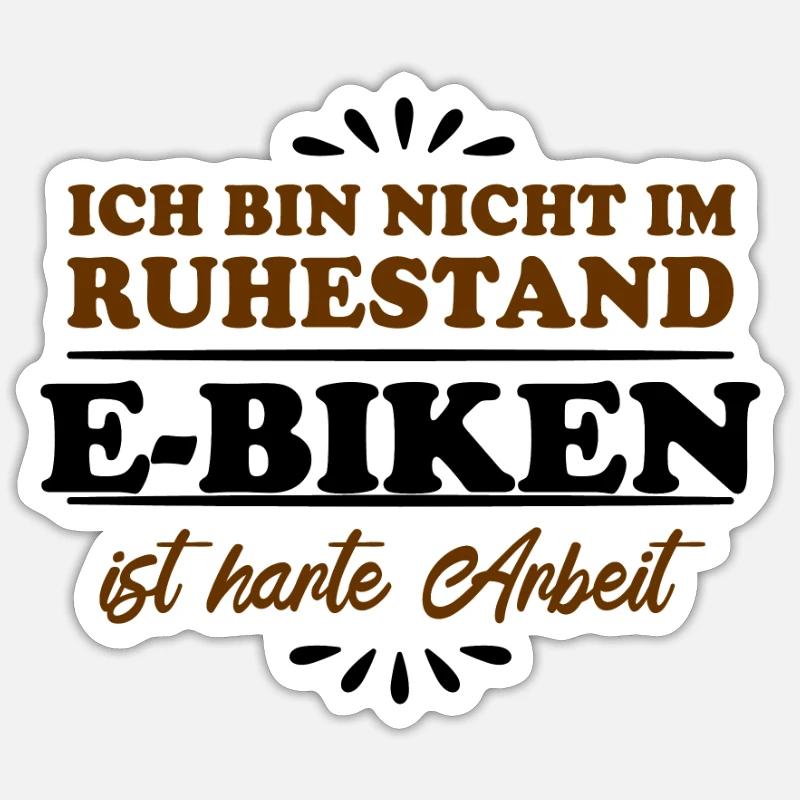 Retraité Retraité E-Biker - Sticker taille S (10 x 10 cm) - blanc mat