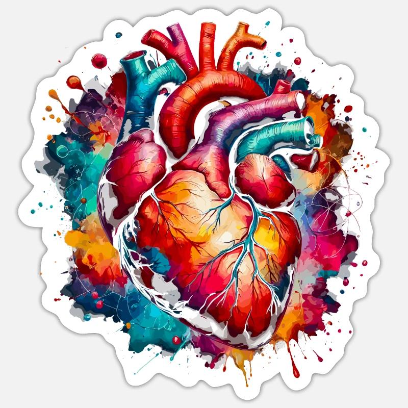 Anatomisches Herz mit Kleeblättern - Sticker Größe S (10 x 10 cm) - Mattweiß