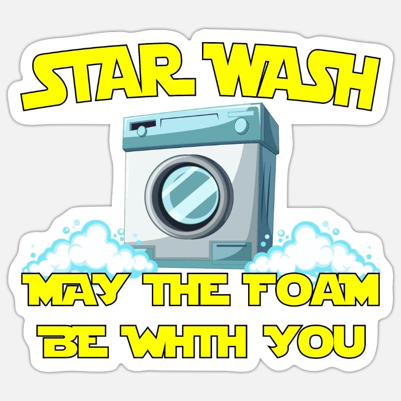 Star Wash - que la mousse soit avec vous - Sticker taille S (10 x 10 cm) - blanc mat