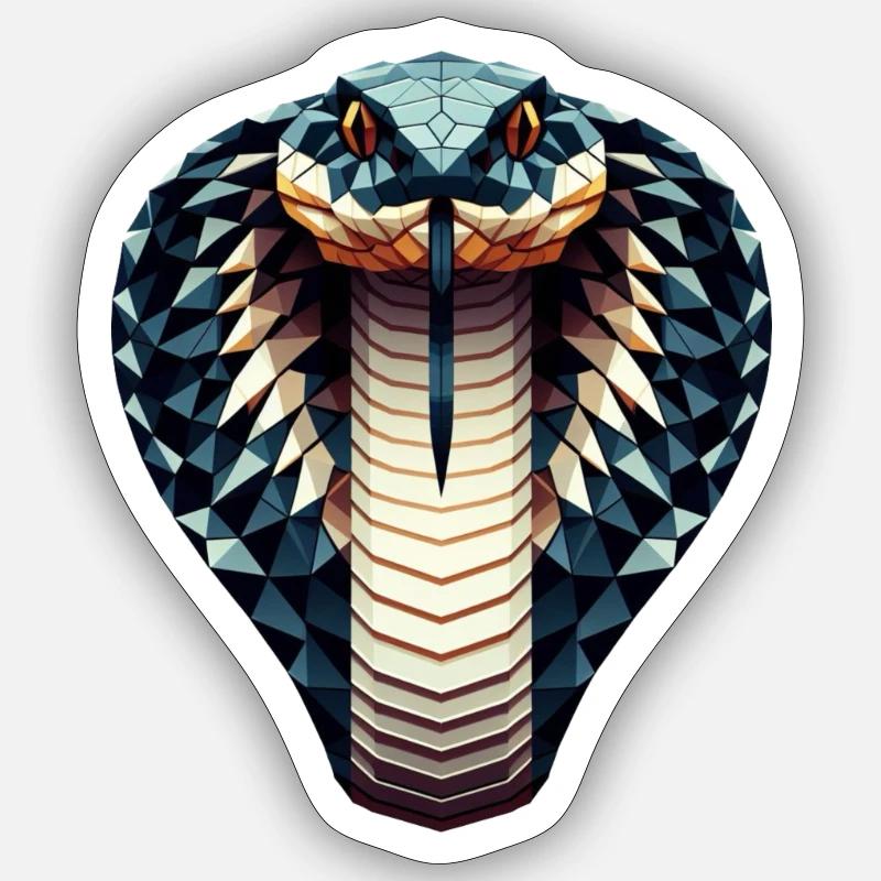 A king cobra in polygon style - Sticker size S (10 x 10 cm) - white matte
